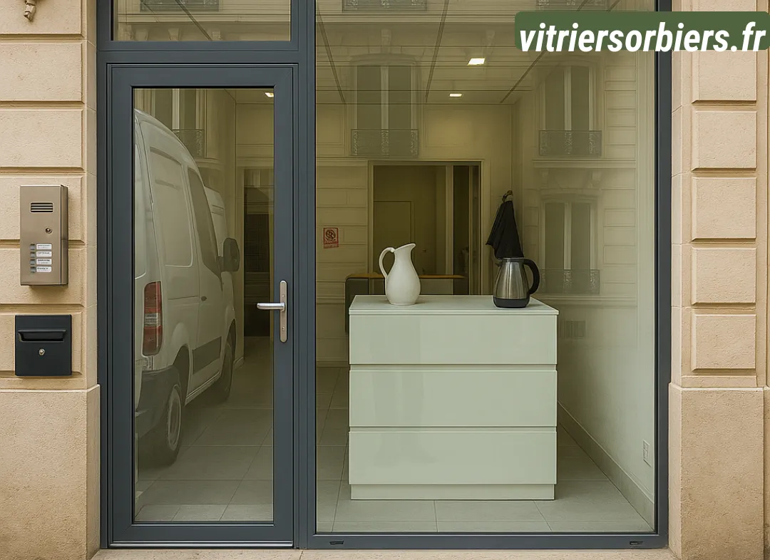 Façade vitrine de magasin en aluminium sur mesure à Sorbiers
